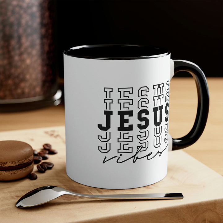 Two-tone Accent Ceramic Mug 11oz Jesus Vibes Christian Inspiration - Decorative