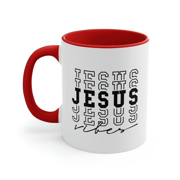 Two-tone Accent Ceramic Mug 11oz Jesus Vibes Christian Inspiration - Decorative