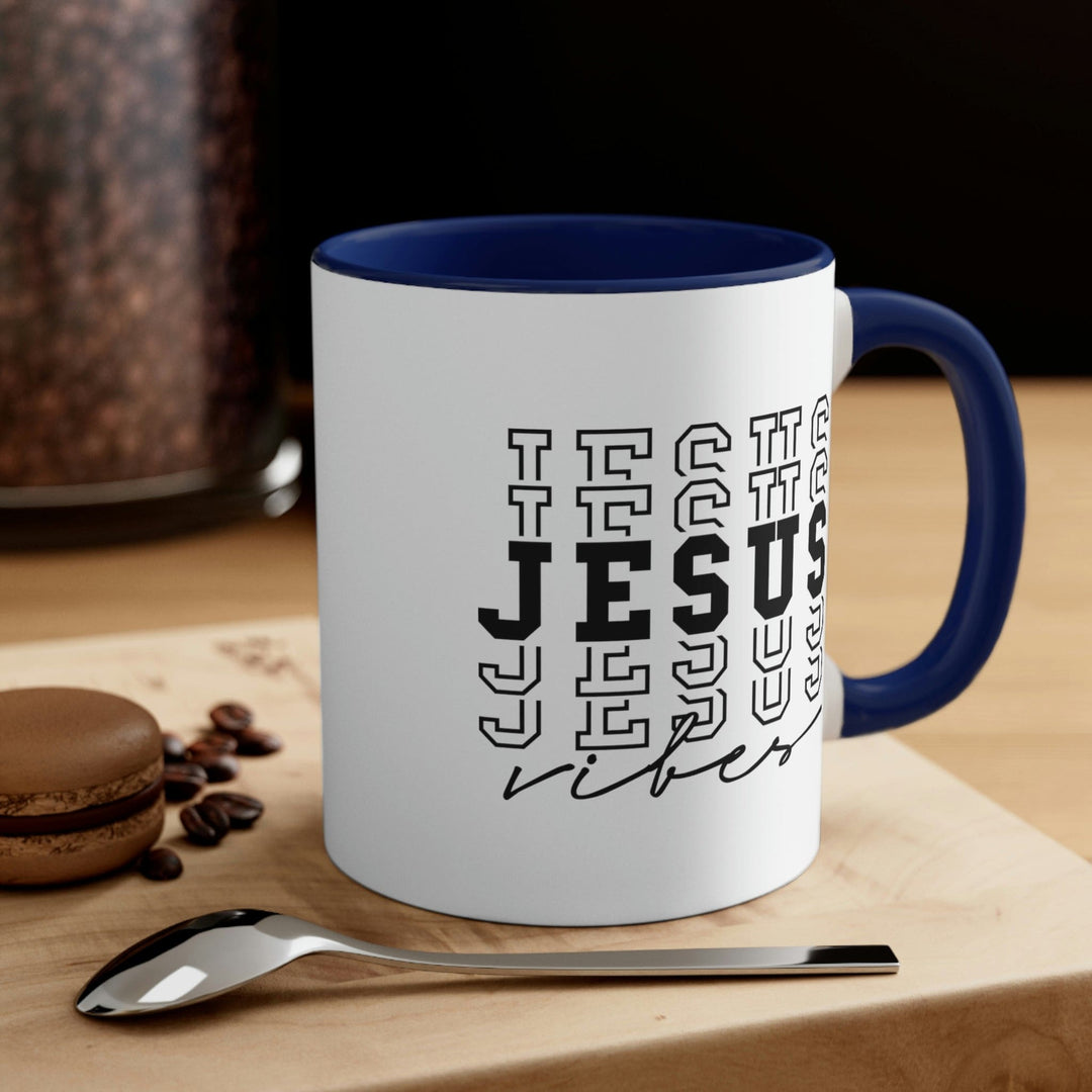 Two-tone Accent Ceramic Mug 11oz Jesus Vibes Christian Inspiration - Decorative