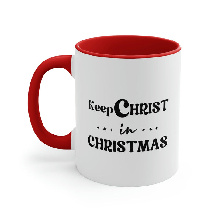 Two-tone Accent Ceramic Mug 11oz Keep Christ in Christmas Christian Holiday