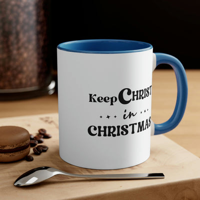 Two - tone Accent Ceramic Mug 11oz Keep Christ In Christmas Christian Holiday