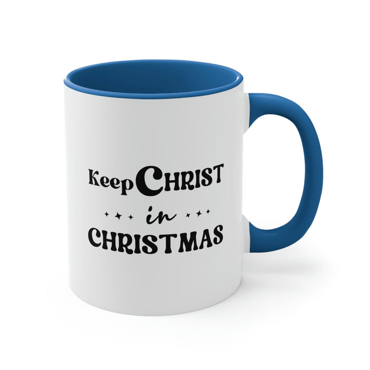 Two-tone Accent Ceramic Mug 11oz Keep Christ in Christmas Christian Holiday