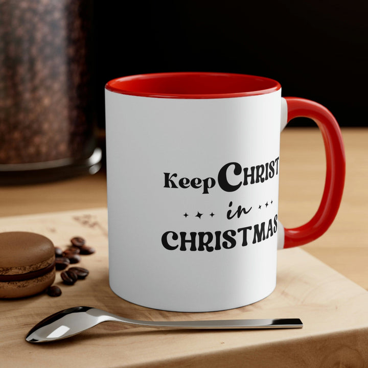 Two-tone Accent Ceramic Mug 11oz Keep Christ in Christmas Christian Holiday