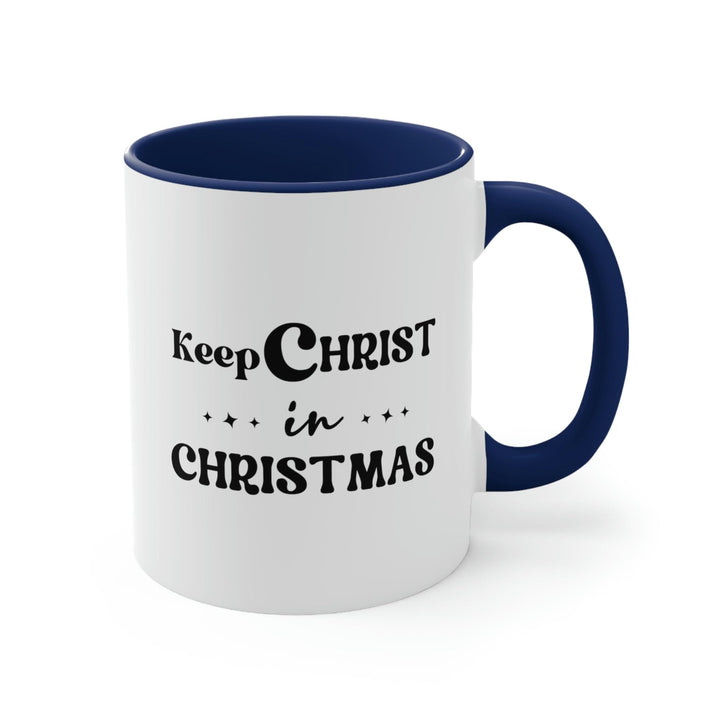 Two-tone Accent Ceramic Mug 11oz Keep Christ in Christmas Christian Holiday