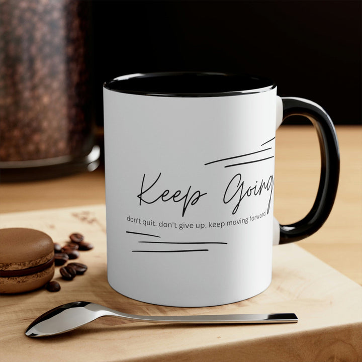 Two-tone Accent Ceramic Mug 11oz - Keep Going Don’t Give Up - Inspirational