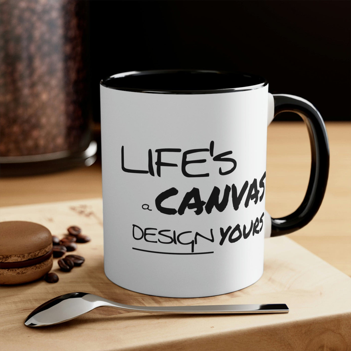 Two-tone Accent Ceramic Mug 11oz Life’s a Canvas Design Yours Motivational