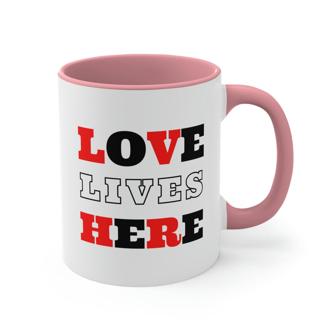 Two-tone Accent Ceramic Mug 11oz Love Lives Here Christian Inspiration