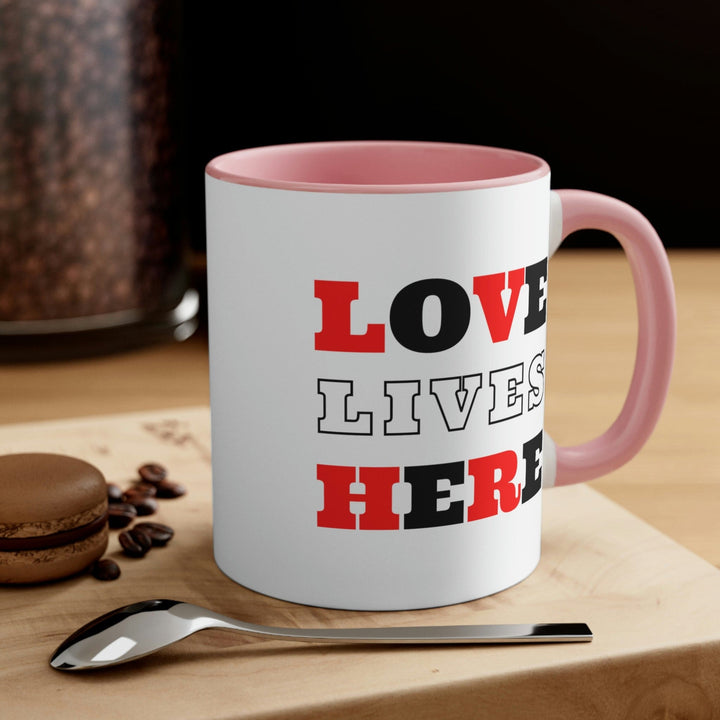 Two-tone Accent Ceramic Mug 11oz Love Lives Here Christian Inspiration