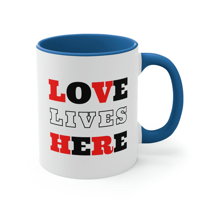 Two-tone Accent Ceramic Mug 11oz Love Lives Here Christian Inspiration