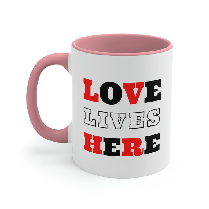 Two-tone Accent Ceramic Mug 11oz Love Lives Here Christian Inspiration