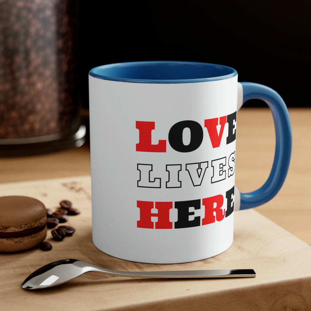 Two-tone Accent Ceramic Mug 11oz Love Lives Here Christian Inspiration