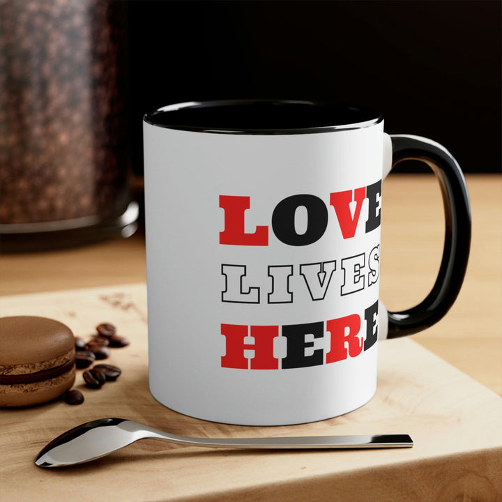 Two-tone Accent Ceramic Mug 11oz Love Lives Here Christian Inspiration