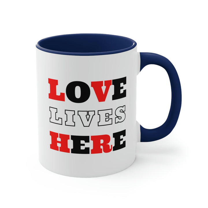 Two-tone Accent Ceramic Mug 11oz Love Lives Here Christian Inspiration