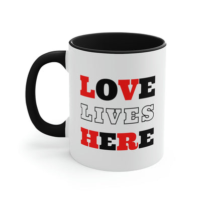 Two - tone Accent Ceramic Mug 11oz Love Lives Here Christian Inspiration