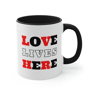 Two - tone Accent Ceramic Mug 11oz Love Lives Here Christian Inspiration