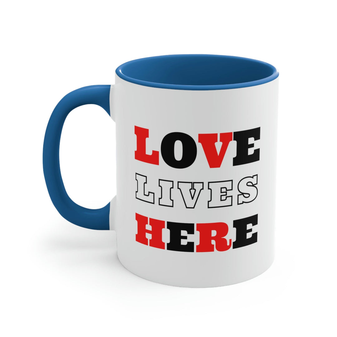 Two-tone Accent Ceramic Mug 11oz Love Lives Here Christian Inspiration