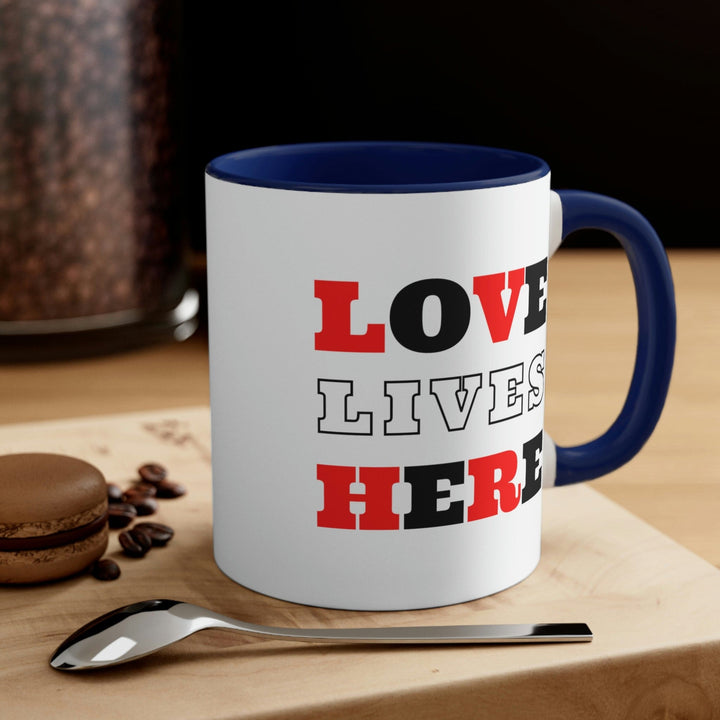 Two-tone Accent Ceramic Mug 11oz Love Lives Here Christian Inspiration