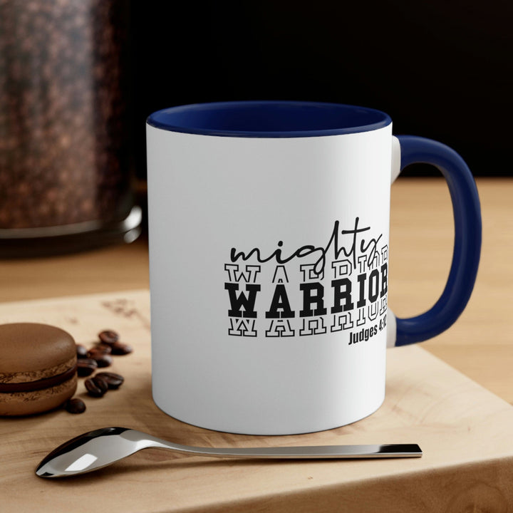 Two-tone Accent Ceramic Mug 11oz Mighty Warrior - Christian Inspiration