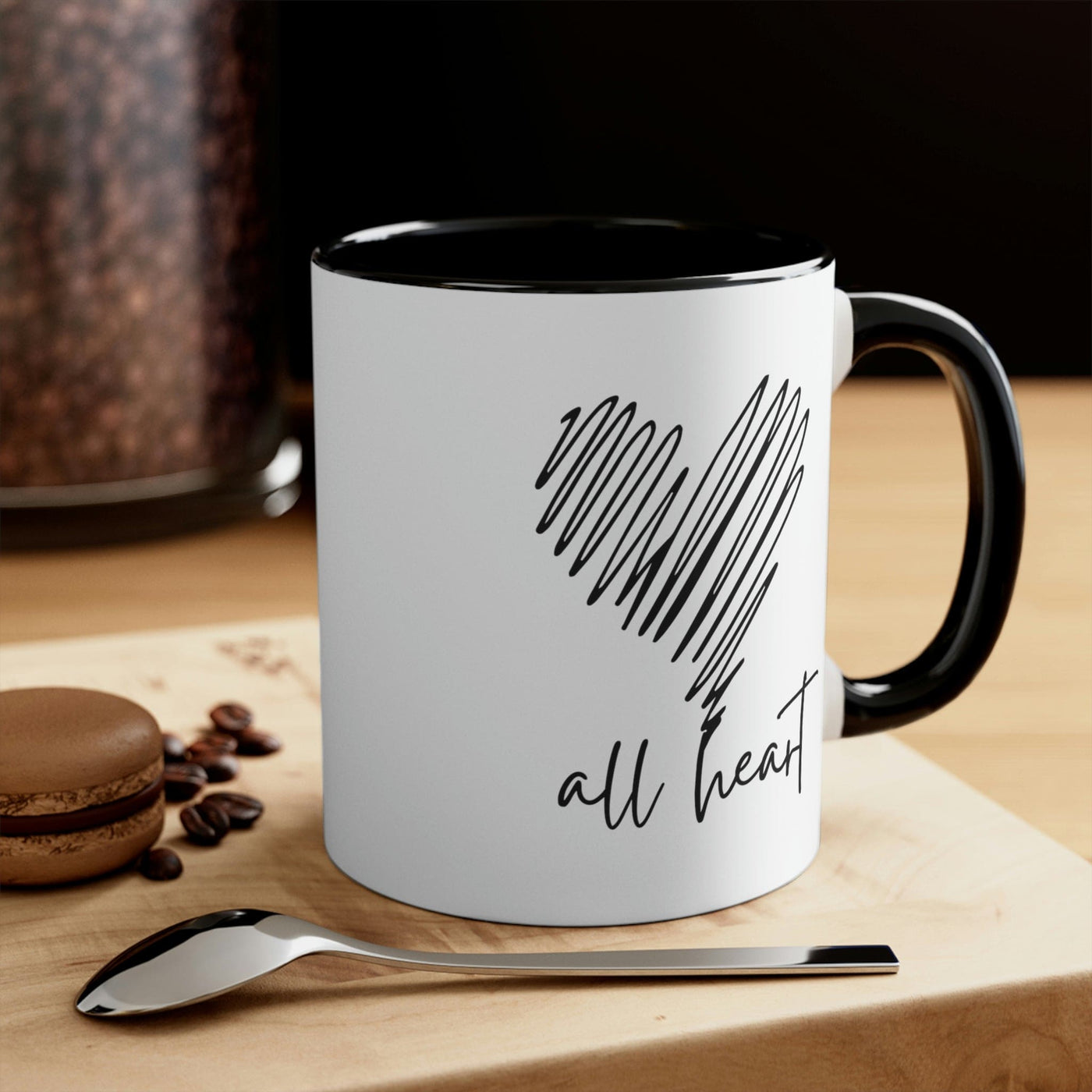 Two-tone Accent Ceramic Mug 11oz Say It Soul All Heart Black Line Art Print