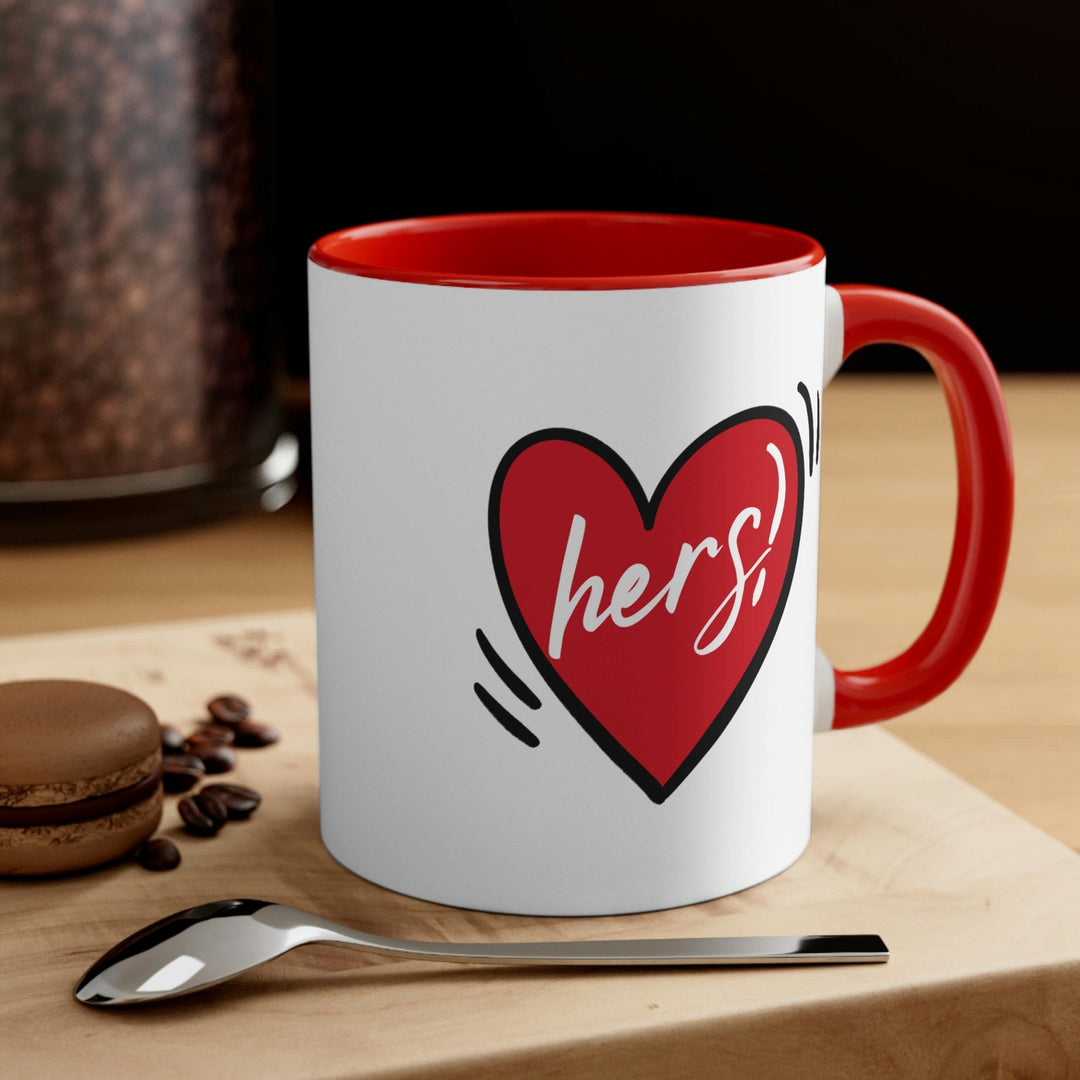 Two-tone Accent Ceramic Mug 11oz - Say it Soul Her Heart - Couples - Decorative