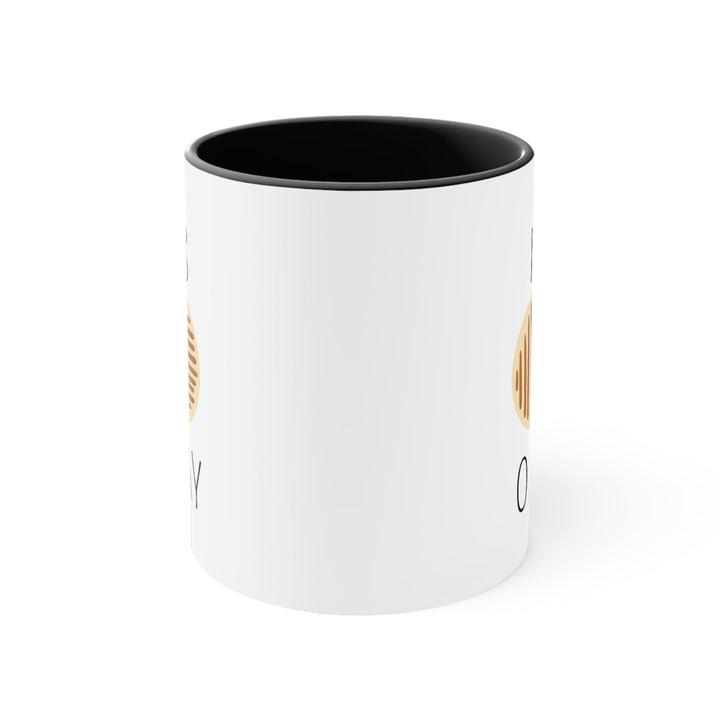 Two-tone Accent Ceramic Mug 11oz Say it Soul its Okay Black and Brown Line Art