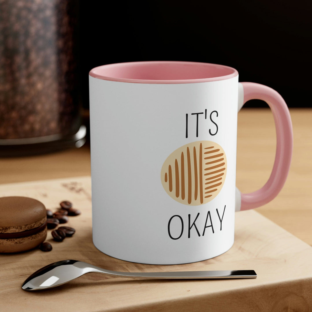 Two-tone Accent Ceramic Mug 11oz Say it Soul its Okay Black and Brown Line Art