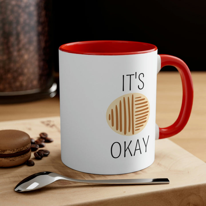 Two-tone Accent Ceramic Mug 11oz Say it Soul its Okay Black and Brown Line Art