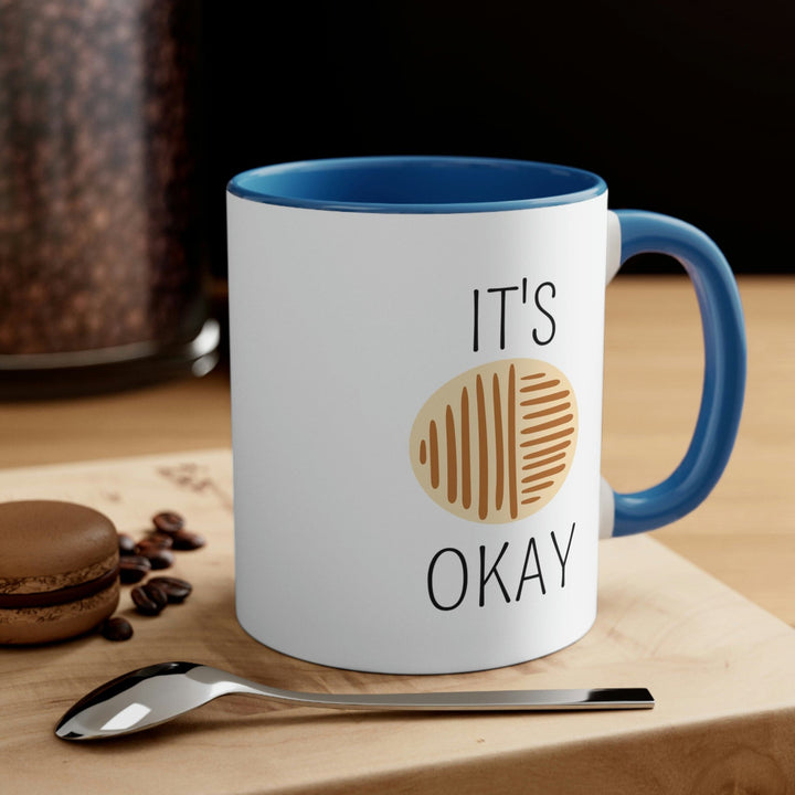 Two-tone Accent Ceramic Mug 11oz Say it Soul its Okay Black and Brown Line Art