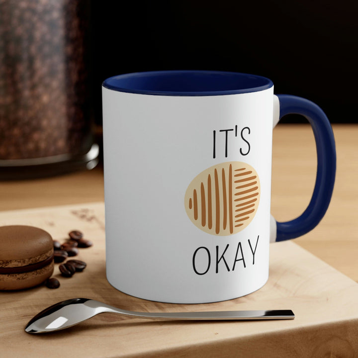 Two-tone Accent Ceramic Mug 11oz Say it Soul its Okay Black and Brown Line Art