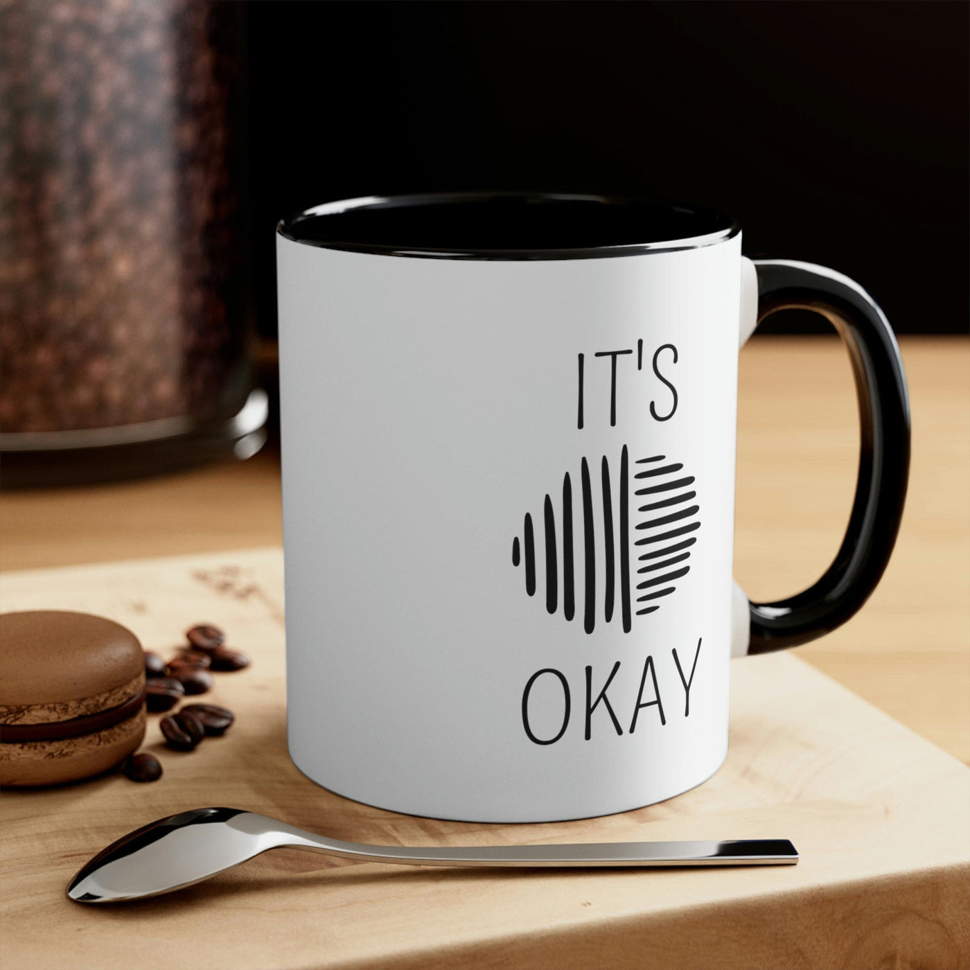 Two-tone Accent Ceramic Mug 11oz Say It Soul Its Okay Black Line Art Positive