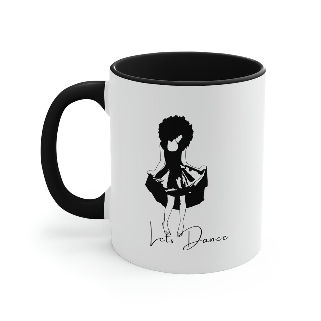 Two-tone Accent Ceramic Mug 11oz Say it Soul Lets Dance Black Line Art Print