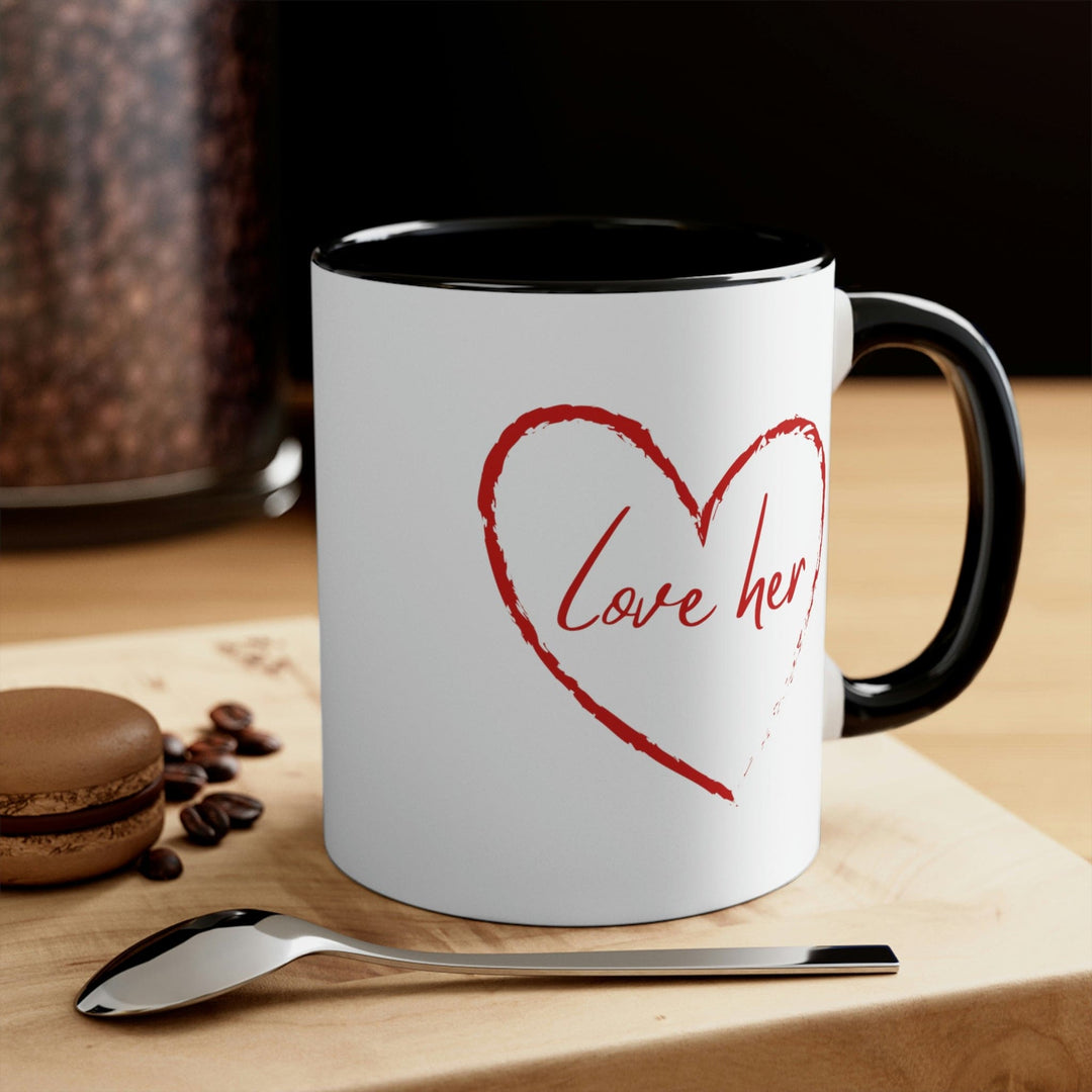 Two-tone Accent Ceramic Mug 11oz Say It Soul Love Her Red - Decorative