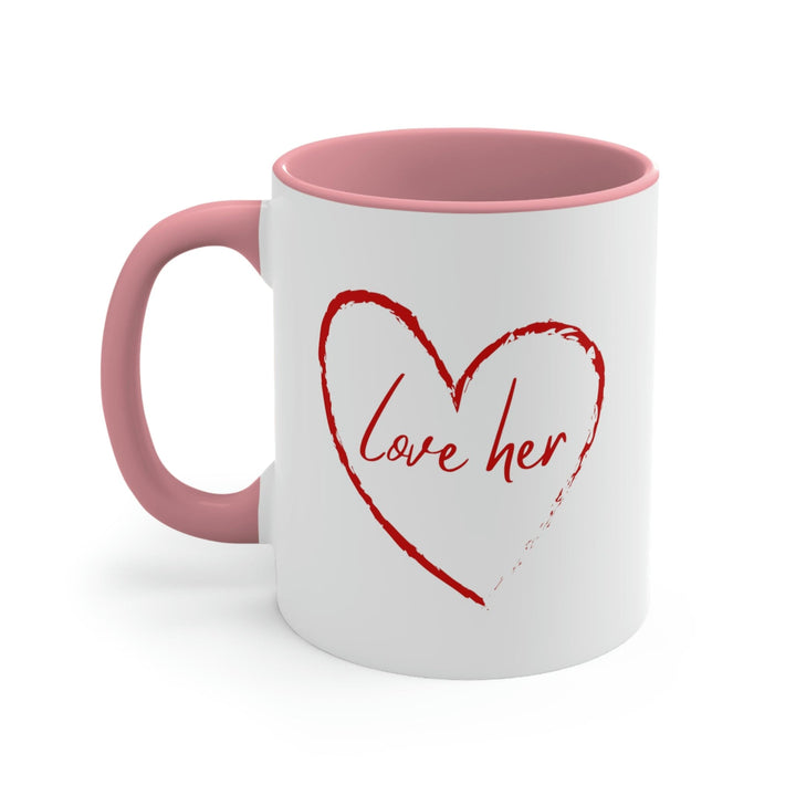 Two-tone Accent Ceramic Mug 11oz Say It Soul Love Her Red - Decorative