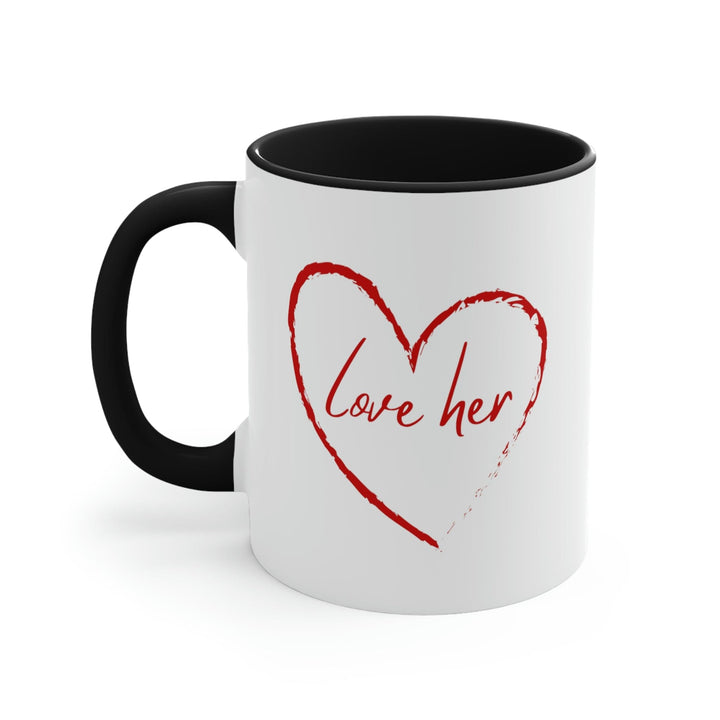 Two-tone Accent Ceramic Mug 11oz Say It Soul Love Her Red - Decorative