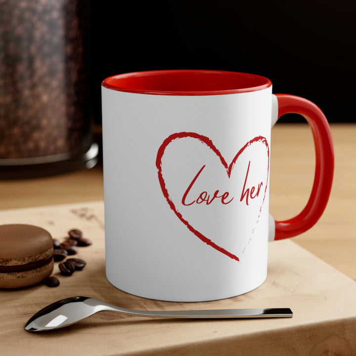 Two-tone Accent Ceramic Mug 11oz Say It Soul Love Her Red - Decorative