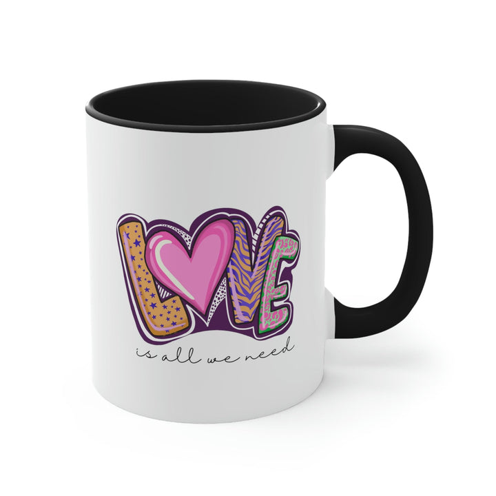 Two-tone Accent Ceramic Mug 11oz Say It Soul - Love Is All We Need - Decorative
