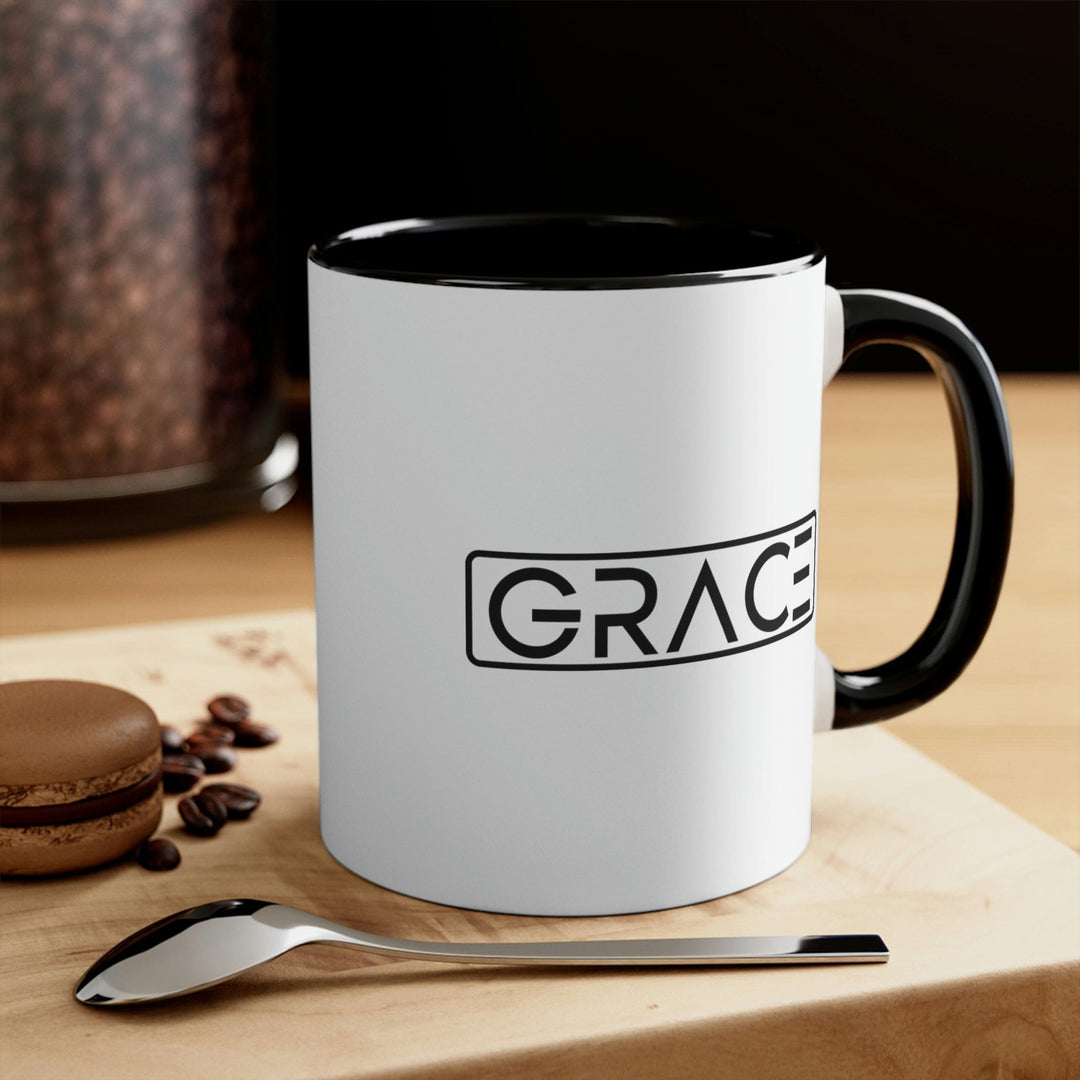 Two-tone Accent Ceramic Mug 11oz Grace Illustration - Decorative | Ceramic Mugs