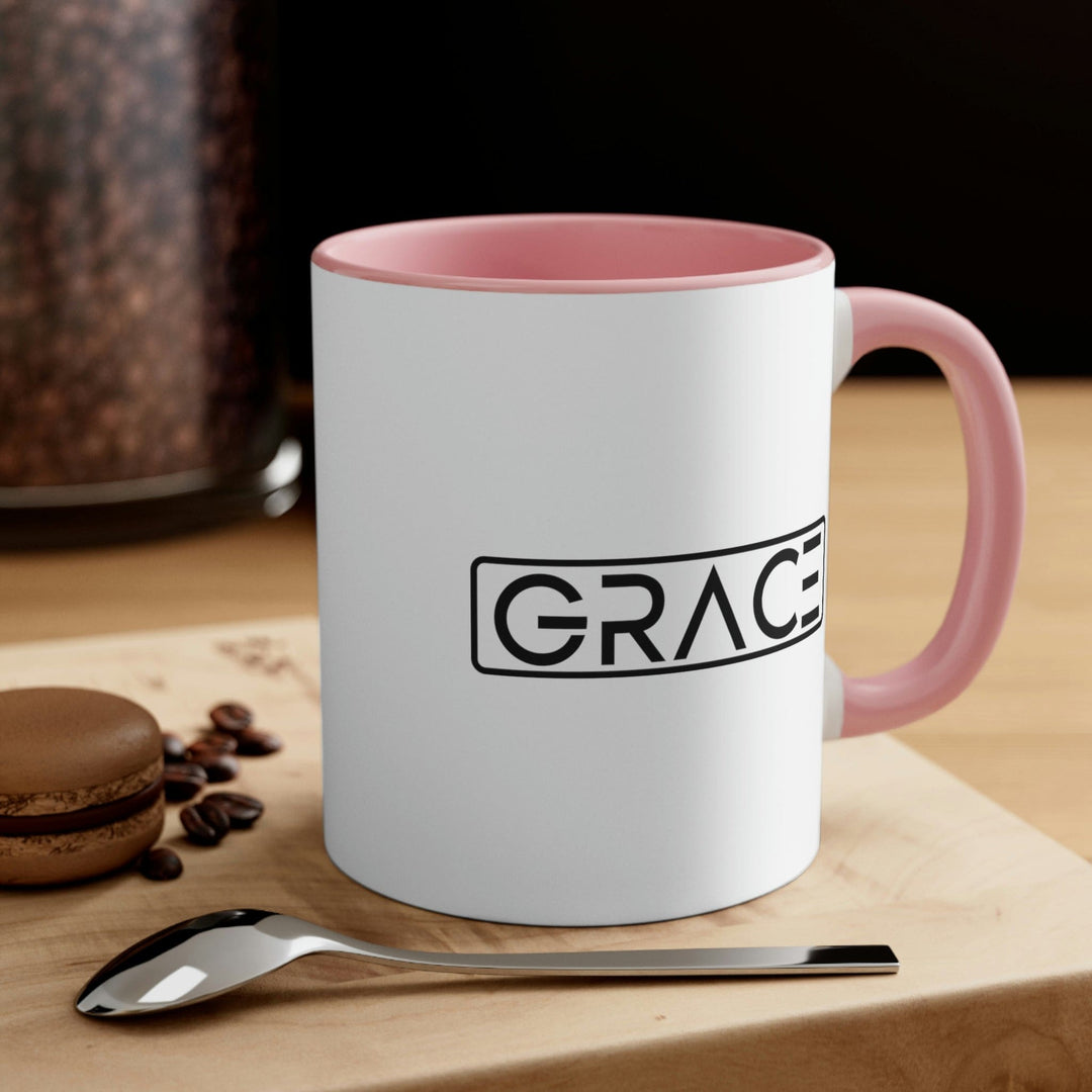 Two-tone Accent Ceramic Mug 11oz Grace Illustration - Decorative | Ceramic Mugs