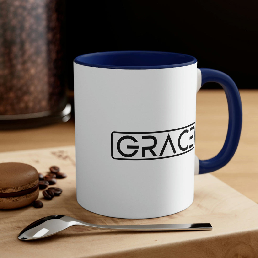 Two-tone Accent Ceramic Mug 11oz Grace Illustration - Decorative | Ceramic Mugs