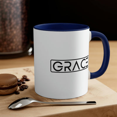 Two - tone Accent Ceramic Mug 11oz Grace Illustration - Decorative | Mugs