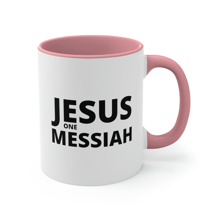 Two-tone Accent Ceramic Mug 11oz Jesus one Messiah Illustration - Decorative