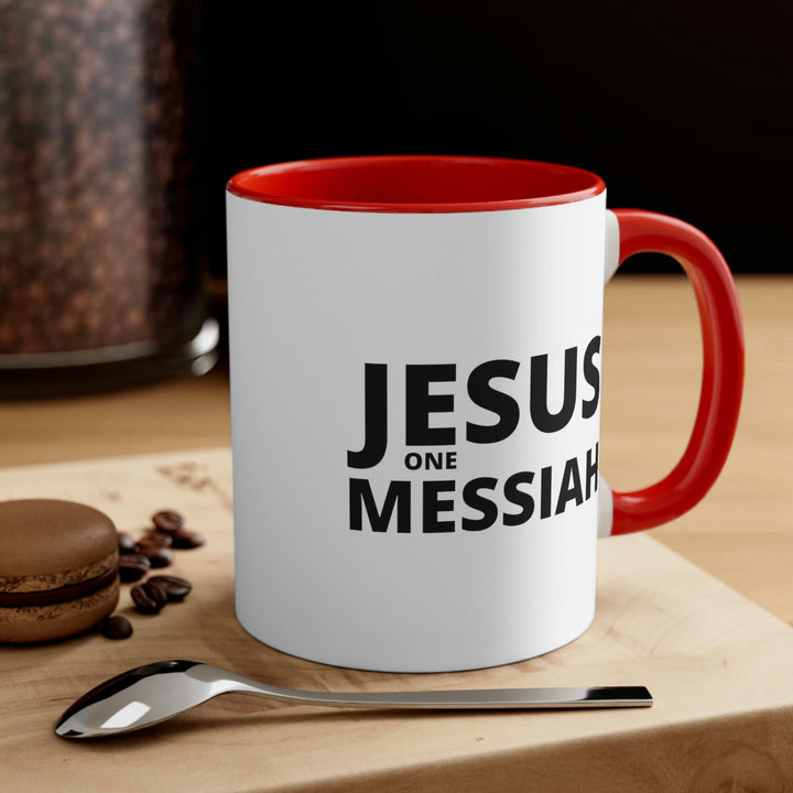 Two-tone Accent Ceramic Mug 11oz Jesus one Messiah Illustration - Decorative