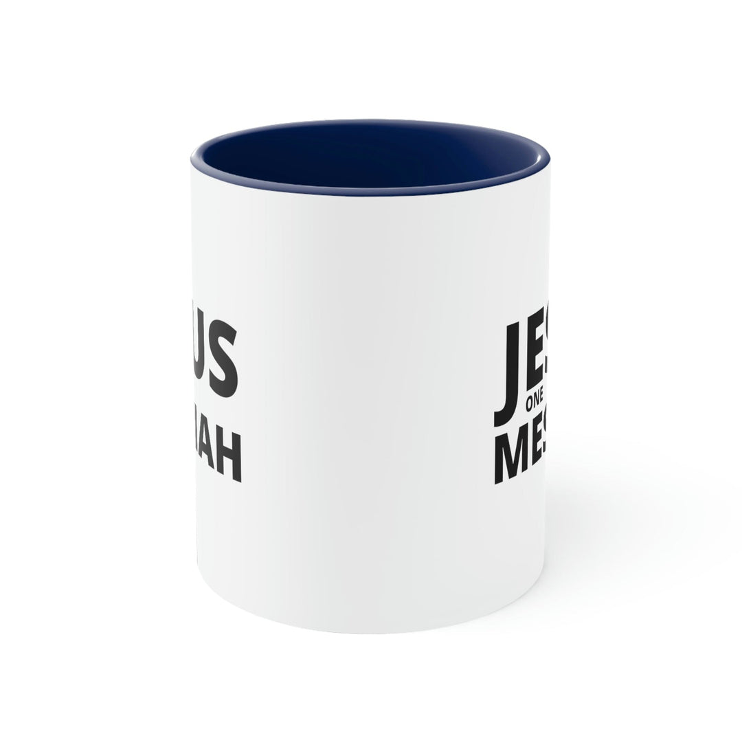 Two-tone Accent Ceramic Mug 11oz Jesus one Messiah Illustration - Decorative