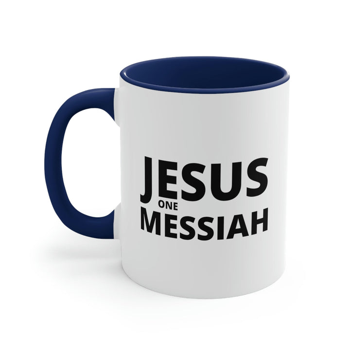 Two-tone Accent Ceramic Mug 11oz Jesus one Messiah Illustration - Decorative