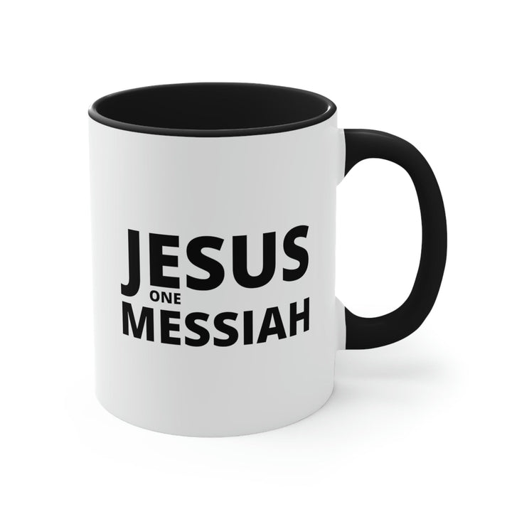 Two-tone Accent Ceramic Mug 11oz Jesus one Messiah Illustration - Decorative