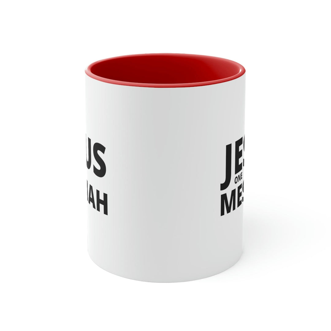 Two-tone Accent Ceramic Mug 11oz Jesus one Messiah Illustration - Decorative