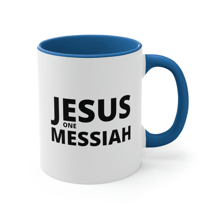 Two-tone Accent Ceramic Mug 11oz Jesus one Messiah Illustration - Decorative