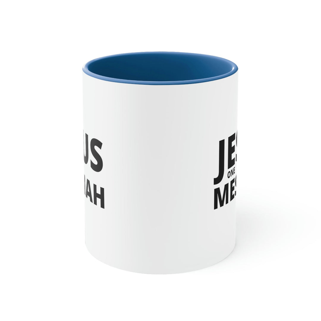 Two-tone Accent Ceramic Mug 11oz Jesus one Messiah Illustration - Decorative