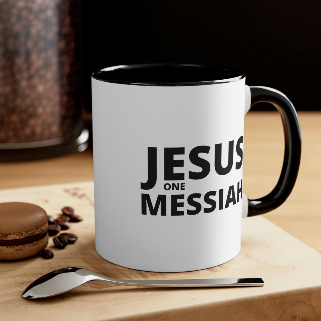 Two-tone Accent Ceramic Mug 11oz Jesus one Messiah Illustration - Decorative