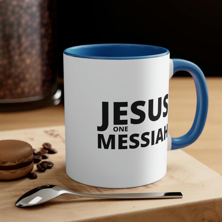 Two-tone Accent Ceramic Mug 11oz Jesus one Messiah Illustration - Decorative